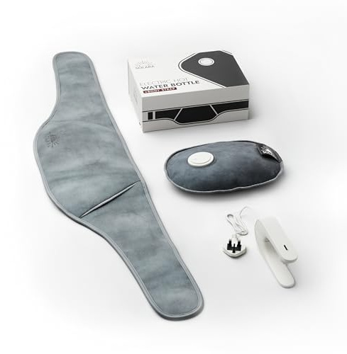 Solara Luxury Electric Hot Water Bottle with Body Strap - No Fill Required Full Rechargeable Heat pad, Ultra Soft Heated Cushion in Premium Gift Box