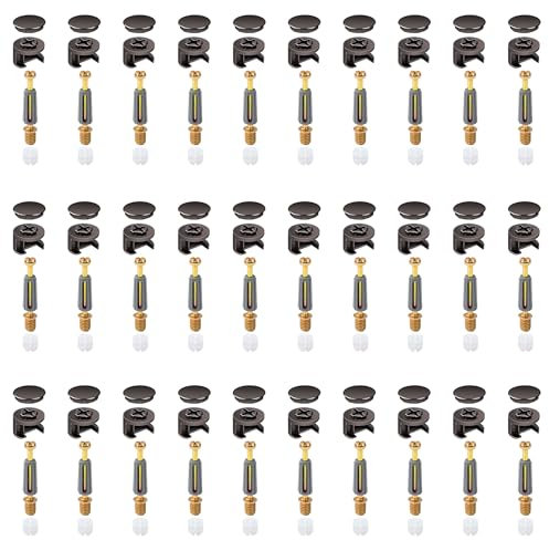 Tunejoy Conectores de Muebles de Excéntricas con Accesorios de leva Tuercas 3 En 1 para Conexión de Muebles de Gabinete 30 Piezas