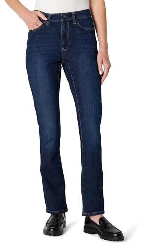 Amazon Essentials Jeans a Vita Media a Gamba Dritta Mediamente Elasticizzati Vestibilità Aderente Donna, Delavé Scuro, 46-48