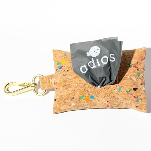Adios Plastic - Handmade Rainbow Cork Poo Bag Dispenser – Eco‑friendly Dog Waste Bag Holder, Plastic Free, Crafted from 100% Sustainable Cork, Water‑Resistant, Lightweight, Clips to Leash & Belt