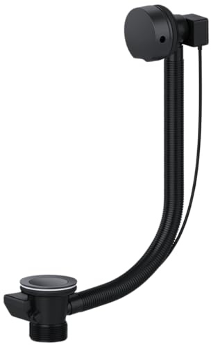 Hulthor Pop-Up Bath Waste and Overflow Kit Matte Black - Easy-Install Click Clack Combination Drain Bath Plug Replacement