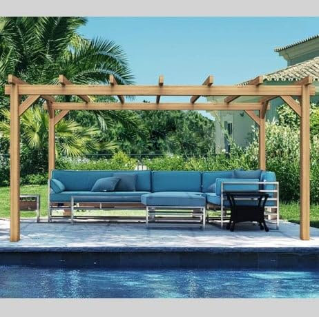 Atoutloisir.com Maderland Pergola autoportée Bois - Valencia, Dimensions 500 x 400 cm, Ancrage Support de Plaque surélevé