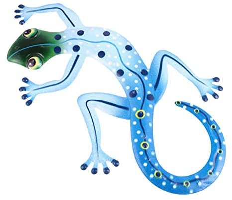 Forma de Gecko Adorno de Pared de Hierro Azul | Wall Art, Decoración Pared Exterior para Restaurantes y Hoteles, Manualidad de Gecko de Hierro