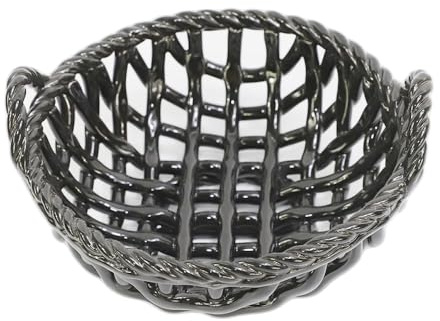 SYNWISH Moderno cesto di frutta per piano di lavoro della cucina, realizzato a mano, in ceramica bianca, decorativo, per pane, snack, verdure, decorazione per la casa, la cucina, elegante ciotola per