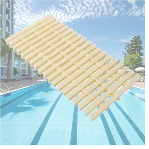 Griglia di drenaggio per piscina beige, 5 pezzi, in plastica ABS, griglia di scarico giuntabile per grondaie (larghezza 25 cm), soluzione di drenaggio durevole ed efficace