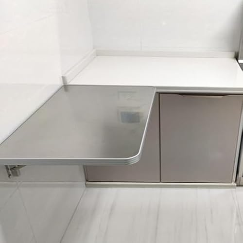 Tavolo da cucina pieghevole a parete, in acciaio inox, per studio e lavoro, scrivania sospesa per piccoli spazi, multifunzione, 80 x 40 cm, soluzione salvaspazio