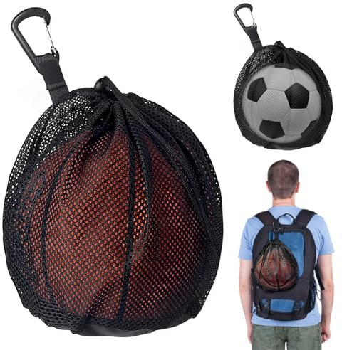 Alovez Ballnetz 1 Ball,Ballsack Ball Netztasche Balltasche Basketball Tasche Basketball Bag,Tragbare Faltbar mit Kordelzug für Fußball Volleyball Aufbewahrung