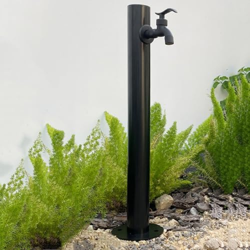 Colonna d'acqua verticale da giardino in acciaio inossidabile 304, supporto per tubo autoportante con rubinetto di bloccaggio, dispenser d'acqua antigelo per esterni, fontana idrante (tubo quadrato 1