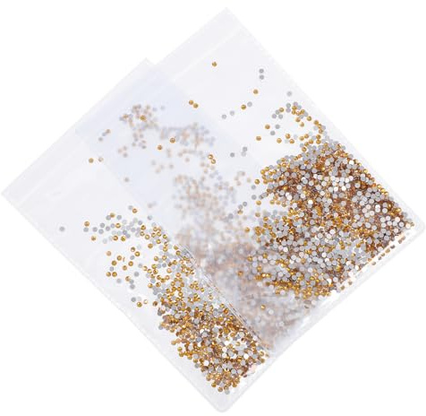 Rhinestones para Decoración de Uñas de Cristal 2 Bolsas Dorado | Decoración DIY en Casa, Apta para Uñas Naturales y Artificiales, Acabado Delicado y Elegante, Paquete Aproximado 2880 Piezas