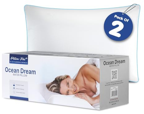 GC GAVENO CAVAILIA 300 Thread Count Water Pillow 2 Pack | Adjustable Water Pillow for Sleeping Neck & Shoulder Pain Relief, Cotton Pillow Cover | Washable Side Sleeper Waterbase Support Pillow,50x70cm