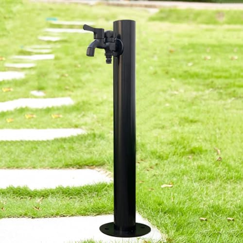 Rubinetto da giardino verticale – Rubinetto da esterno in acciaio inox – Fontana d'acqua a colonna durevole con design a pavimento e accessori per la decorazione del giardino