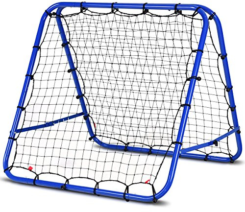GYMAX Doppelseitige Rebounder für Fußball, 100 x 100 cm, verstellbar Prellwand mit 5 Winkelpositionen, Pass- & Schusstraining, Trainingsnetz für Baseball, Handball, Fußballschuss