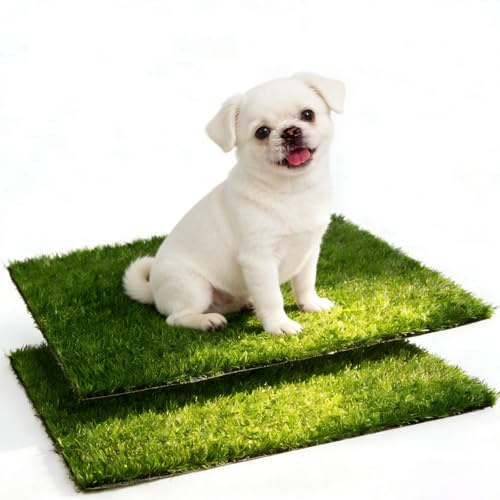 Hundetoilette Welpentoilette, 2 Stück Wiederverwendbar Hundetoilette Ersatzrasen Hundeklo für Zuhause Rasen Training Pee Pads Anwendbar Kleine Hunde(36,5 x 46 cm)