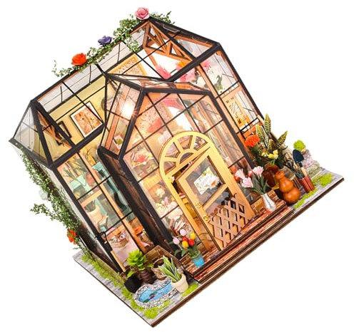 SEWOART Kit DIY Casa Miniatura Invernadero Puzzle Creativo para Montar Manualidades Decoración Hogar Regalo Niñas Sin Baterías
