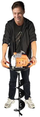Taladro de tierra de mano de 71 cc con motor de 2 tiempos, 300 rpm, 2,3 kW, incluye 3 brocas (10/15/20 cm), extensión de 30 cm, potente taladro de estacas para jardín, vallas, plantación