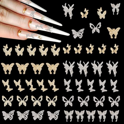 NICENEEDED 200 Pieza de Adornos de Mariposa para Uñas, Adornos de Uñas Acrílicas con Mariposas 3D para Manicura