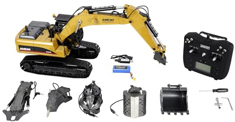 Amewi Kettenbagger G705E Metall Bagger + 3 Aufsätze 1:14 RTR gelb