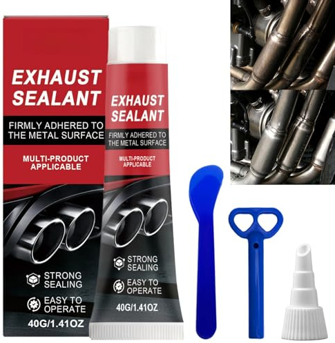 40g Exhaust Repair Kit,Exhaust Sealant Sealing Tape Assembly Paste,Fast&Effective Heat-Resistant&Waterproof Sealant for Car/Motorcycle Exhaust Repair,Metal Filler,Underseal,Catalytic Converters