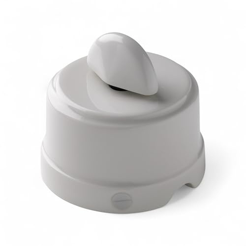 INTERRUTTORE/DEVIATORE A ROTAZIONE BELLE ÉPOQUE Klartext - Interruttore Vintage in Porcellana Artigianale Di Alta Qualità - Design Elegante e Resistente Per Impianti Elettrici a Vista