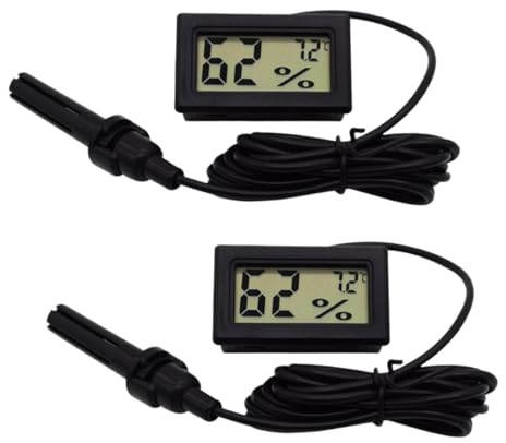 Digital Aquarium Thermometer Hygrometer for Fish Tank, Reptile and Vivarium, Temperature and Humidity Gauge with Probe, 2 Pack