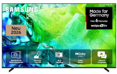Samsung Neo QLED QN80H 4K 50 Zoll (125 cm), UHD Fernseher, Quantum-Mini-LED für ultrafeine Kontraste, 4K AI Upscaling, Adaptive Sound Pro, Gaming Hub, AI Companion für Deine Fragen, AI Gen 2 Smart TV