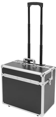 C-Juzarl Pilotenkoffer Trolley aus Aluminium, Rollkoffer schwarz, Businesstrolley, Aktenkoffer für Business, Reisen, Handgepäck (Schwarz)