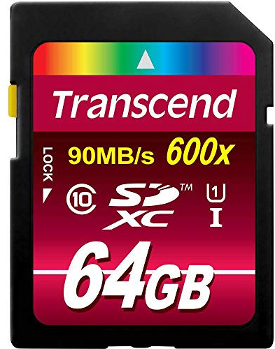 Transcend Ultimate - Tarjeta de memoria MLC SDXC de 64 GB (Clase 10, UHS-I, 90 MB/s, 600x), rojo