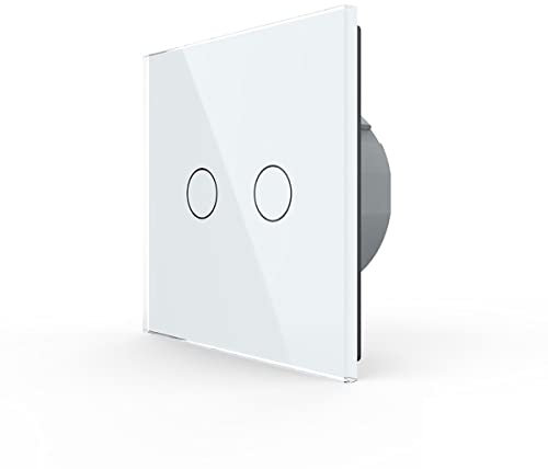 Livolo Serien Wechselschalter Glas Touchscreen Wandschalter Doppelschalter 2-wege 2 Fach VL-C702S-11 2-Weg Touch Lichtschalter Weiß im einfachen Glasrahmen Touch Touchscreen Schalter Wechsel