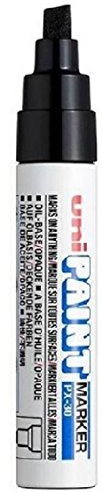 Uni Coloured Broad (4-8.5mm) PX-30 Black Oil Paint Marker Pen Metal Glass Wood Plastic Stone Outdoor Chisel Nib Tip (Pack Of 1)