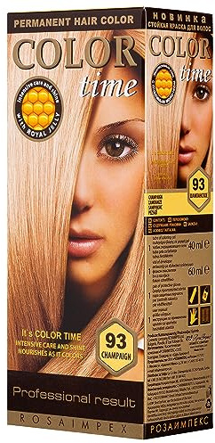 Color Time Permanente Haarfarbe im Gel Champagner 93-100 ml | Sanfte und Gleichmäßige Anwendung | Gelée Royale und Vitamin C für Natürlichen Glanz | Grauabdeckung