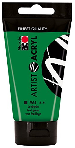 Marabu 12200002961 - Artist Acryl laubgrün 75 ml, feine Acrylfarbe in Künstlerqualität, auf Wasserbasis, pastose Konsistenz, hoch pigmentiert, sehr gute Brillanz und Deckkraft