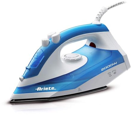 Ariete 6234 Steam Iron - Ferro da stiro con piastra in teflon - Colpo vapore 140 gr/min - Serbatoio 250 ml - 2000 W - Bianco e Azzurro