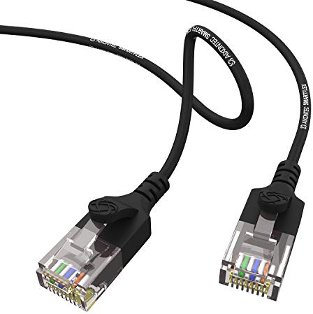 AIXONTEC Cat6 0,5m Gigabit Ethernet Netzwerkkabel Schwarz dünnes lan Kabel mit 2,8 mm Kabeldurchmesser 250 MHz für Switch Router Modem Patchpanel Access Point X-box IP Kamera ps4 smart tv pc