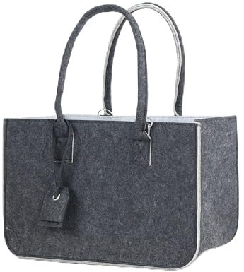 Filztasche groß - (40x27x27 cm) - Ideal als Einkaufstasche & Kaminholztasche - Filztaschen Shopper - inkl. Schlüsselanhänger & Tragegurt