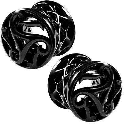 KJM FASHION 2 Stk Schwarze Legierung 10mm 00g Double Flared Ohr Tunnel Ear Flesh Plugs Dehner Stecker Ringe Expander Piercing Schmuck 5414