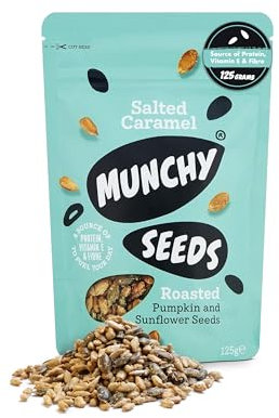 MUNCHY SEEDS Salted Caramel, Sunflower, Pumpkin, Protein Snack, Plant-Based Fibre & Vitamin E, Sweet & Delicious To Eat, Vegan Snacks for Kids & Adults, Add to Cereal or Salads - 125g Sharing Pack
