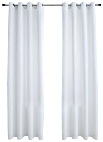vidaXL 2X Tende Oscuranti con Anelli Classici Eleganti Moderne Tendaggi Casa Rivestimento Finestre Privacy in Metallo Avorio 140x175 cm