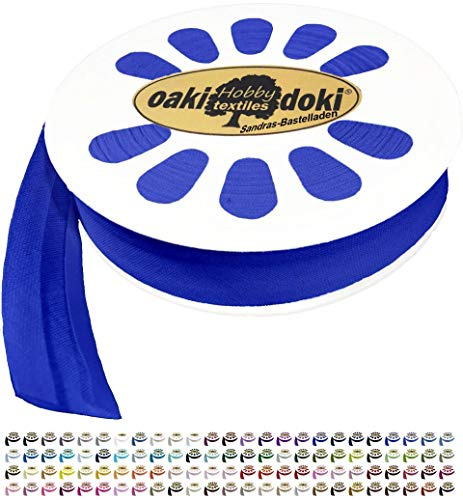 Sandras-Bastelladen 20m Schrägband/Einfassband Baumwolle Uni gefalzt Breite 20mm 215-Royalblau