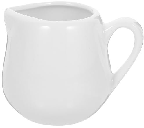 YARNOW 4 Pièces Crémier en Céramique avec Poignée Petit Café Au Lait Pot de Crème Sauce Bateau Sauce Pot de Servir Mousser Tasse À Mesurer pour Cuisine Salade 100Ml