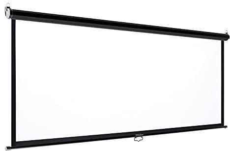 EliteKoopers 1Pcs Black Manual Pull Down Projector Screen Wall/Ceiling Mount Home Movie Cinema (84 Inch)