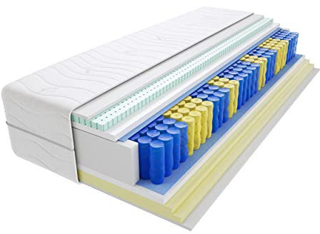 Godre Matratze 70x200 cm Doppelmatratze, H2 & H3 Federkernmatratze, Taschenfederkernmatratze 23 cm Hoch Latex Visco Memory Hypoallergene, HR-Schaum, Wendematratze mit Klimafaser Alba