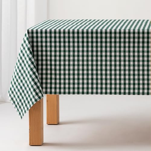 GAMUSI Tischdecke, schmutzabweisend, rechteckig, Vichy, Baumwolle, wasserdicht, 140 x 240 cm, Grün