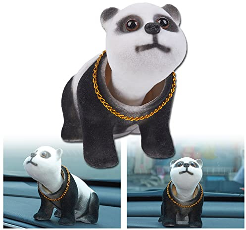 AuMoHall Shaking Head Lucky Panda Bobble Head Figurine Nodding Panda Ornaments for Car Vehicle Dashboard Decoration, Panda