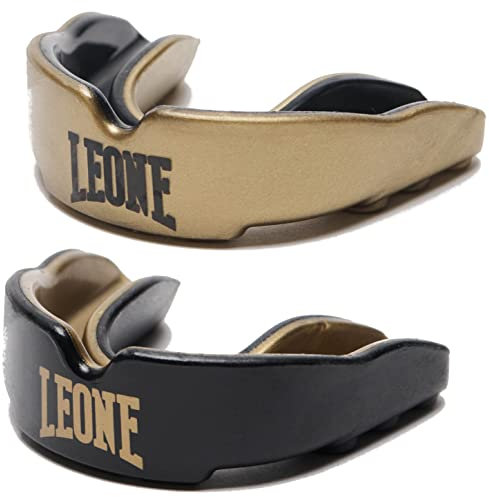Leone1947 Zahnschutz DNA für Erwachsene - Für Kampfsport MMA Boxen Kickboxen Muay Thai Kontaktsport (Schwarz/Gold)