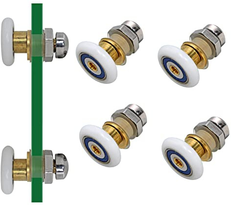 KAFENDA 4PCS x Shower Door Rollers,Roller Diameter 23mm for The Bathroom Glass Sliding Door Pulleys/Runners/Wheels,Strong Load-Bearing Capacity, Ultra-Quiet Shower Glass Door Rollers Replacement