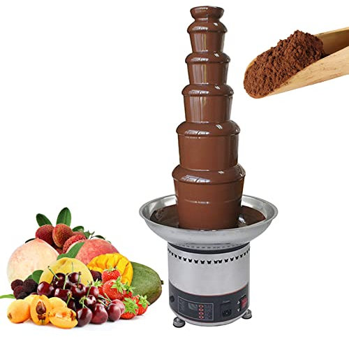4/5/6/7 Tiers Commercial Chocolate Waterfall Machine, Sauce Melting Pot 30-150℃ Adjustable Temperature,Chocolate Fondue Fountain (6 Tier)