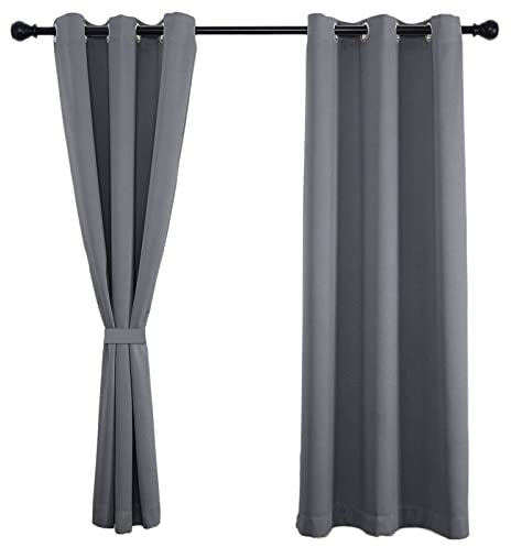 Schallschutz Vorhang 90x140cm(H x B), Ösenschal, Thermisch isoliert, schalldämmend, energieeffizient für Schlafzimmer Kinderzimmer Wohnzimmer 1Stück-Hellgrau
