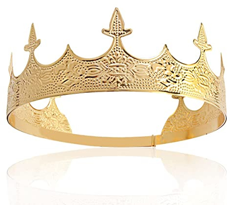 Krone Haarschmuck Königlicher König Diadem Männer Metall Große Tiaras Für Halloween Kostüm (Gold)
