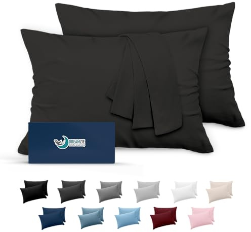 Dreamzie - Kissenbezug 40x60cm - 2er Set - Mikrofaser - Dunkelgrau | Oeko-Tex Zertifiziert · Kopfkissenbezug & Kissenhülle · Gebürstete Mikrofaser · Weich · Kuschelig · Flauschig · Waschbar