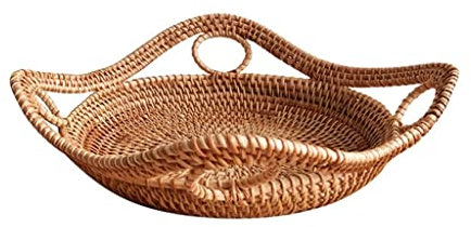 KLGB Rattan Obstkorb Snack Obstteller Bambus Brotkorb Obstständer Wohnzimmer Obstteller Brotkorb Nähen Brotkorb